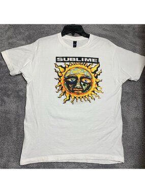 Sublime Graphic T-Shirt Mens Large White 40oz. to Freedom Sun Tultex Tee
